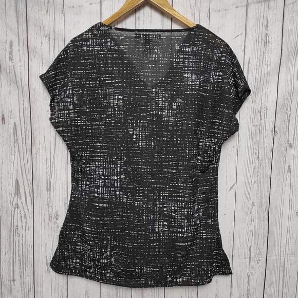 Kenneth Cole Cowl Drape Neck Short Sleeve Popover Top Black Medium - Picture 11 of 11